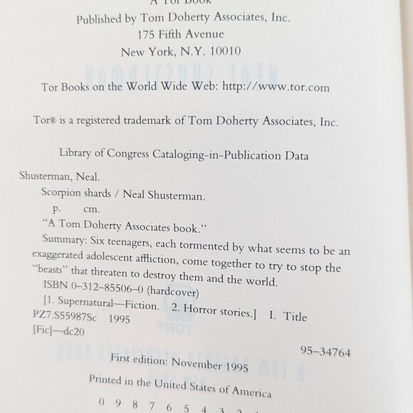 Neal Shusterman First Edition Book Scorpion Shards 1995 - Picture 2 of 6